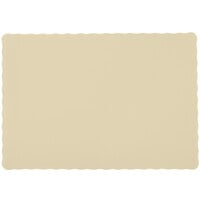 Choice 10" x 14" Ecru Colored Paper Placemat with Scalloped Edge - 1000/Case
