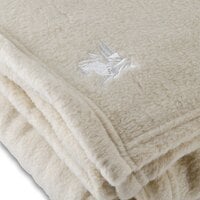 Oxford 66 inch x 90 inch Twin Size Vanilla 100% Polyester Fleece Hotel Blanket - 4/Case
