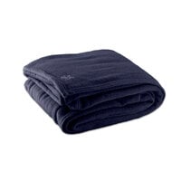 Oxford 66 inch x 90 inch Twin Size Navy Blue 100% Polyester Fleece Hotel Blanket - 4/Case