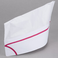 Royal Paper RPOS1A White Paper Overseas Cap with Red Stripe - 100/Box