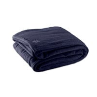 Oxford 90" x 90" Queen Size Navy Blue 100% Polyester Fleece Hotel Blanket - 4/Case