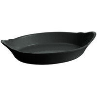 Tablecraft CW1720BKGS 1.3 Qt. Black with Green Speckle Oval Au Gratin Dish