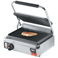 Vollrath 40794-C 13 1/2 inch x 9 1/8 inch Grooved Top & Bottom Single Panini Sandwich Grill - 120V (Canadian Use Only)