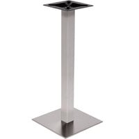 BFM Seating PHTB18SQSST Elite Bar Height Outdoor / Indoor 18 inch Brushed Stainless Steel Square Table Base