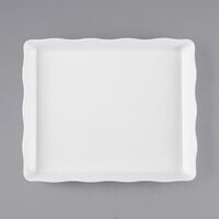 GET ML-155-W Osslo Bake and Brew 14 inch x 11 1/2 inch White Scalloped Melamine Rectangular Display Tray - 6/Pack