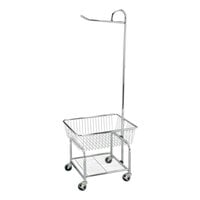 Chrome Wire Laundry Cart with Valet Hanger and Basket