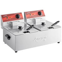 Avantco F102 20 lb. Dual Tank Electric Countertop Fryer - 120V, 3500W