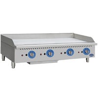 Globe GG48TG 48 inch Countertop Gas Griddle with Thermostatic Controls - 120,000 BTU