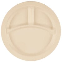 Cambro 93CW133 Camwear 3 Compartment 9" Beige Polycarbonate Narrow Rim Plate - 48/Case