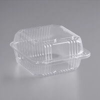 Durable Packaging PXT-600 Duralock 6 inch x 6 inch x 3 inch Clear Hinged Lid Plastic Container - 500/Case