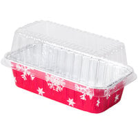 Durable Packaging 2 lb. Holiday Foil Loaf Pan with Clear Dome Lid - 100/Case
