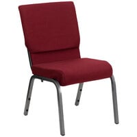 Flash Furniture XU-CH-60096-BY-SILV-GG Burgundy 18 1/2" Wide Church Chair with Silver Vein Frame