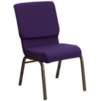 Flash Furniture FD-CH02185-GV-ROY-GG Royal Purple 18 1/2" Wide Church Chair with Gold Vein Frame