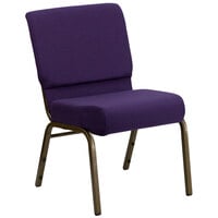 Flash Furniture FD-CH0221-4-GV-ROY-GG Royal Purple 21" Extra Wide Church Chair with Gold Vein Frame