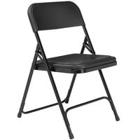 National Public Seating 810 Black Metal Folding Chair with Black Plastic Seat