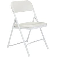 National Public Seating 821 White Metal Folding Chair with White Plastic Seat
