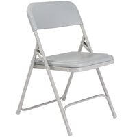National Public Seating 802 Gray Metal Folding Chair with Gray Plastic Seat