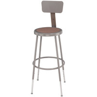 National Public Seating 6224HB 25 inch - 33 inch Gray Adjustable Round Hardboard Lab Stool with Adjustable Backrest