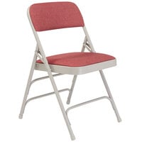 National Public Seating 2308 Gray Metal Folding Chair with 1 1/4 inch Majestic Cabernet Fabric Padded Seat