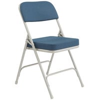 National Public Seating 3215 Gray Metal Folding Chair with 2 inch Regal Blue Fabric Padded Seat