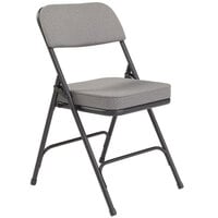 National Public Seating 3212 Black Metal Folding Chair with 2 inch Charcoal Gray Fabric Padded Seat