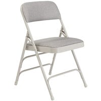 National Public Seating 2302 Gray Metal Folding Chair with 1 1/4 inch Graystone Fabric Padded Seat