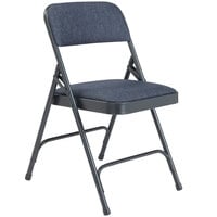 National Public Seating 2204 Char-Blue Metal Folding Chair with 1 1/4 inch Imperial Blue Fabric Padded Seat