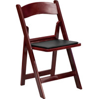 Flash Furniture LE-L-1-MAH-GG Red Mahogany Plastic Folding Chair with Black Vinyl Padded Seat
