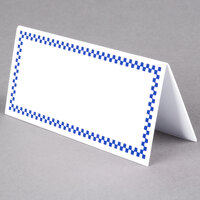 Rectangular Write On Deli Tent Sign with Blue Checkered Border - 25/Pack
