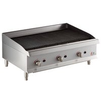 Cooking Performance Group CL-CPG-36-NL 36 inch Gas Countertop Lava Briquette Charbroiler - 120,000 BTU