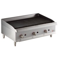 Cooking Performance Group CL-CPG-36-NL 36" Gas Countertop Lava Briquette Charbroiler - 120,000 BTU