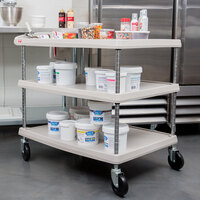 Metro myCart MY2636-35G Gray Utility Cart with Three Shelves and Chrome Posts - 28 inch x 40 inch