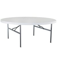 Lifetime Round Folding Table, 72" Plastic, White Granite - 4/Pack