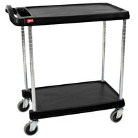 Metro myCart MY2030-24BL Black Utility Cart with Two Shelves and Chrome Posts - 24" x 34"