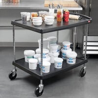Metro myCart MY2636-25BL Black Utility Cart with Two Shelves and Chrome Posts - 28 inch x 40 inch
