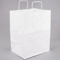 Duro Regal White Paper Shopping Bag with Handles 12" x 9" x 16" - 200/Bundle