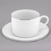 10 Strawberry Street SL0009 6 oz. Silver Line Porcelain Can Cup with Saucer - 24/Case
