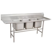Advance Tabco 94-3-54-36RL Spec Line Three Compartment Pot Sink with Two Drainboards - 127 inch