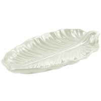 Bon Chef 9800 10" x 5" Ivory Sandstone Finish Cast Aluminum Leaf Platter