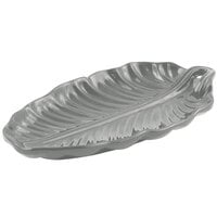Bon Chef 9800 10" x 5" Platinum Gray Sandstone Finish Cast Aluminum Leaf Platter