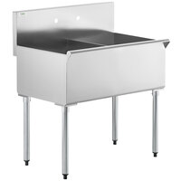 Regency 36 inch 16-Gauge Stainless Steel Two Compartment Commercial Utility Sink - 18 inch x 21 inch x 14 inch Bowls