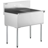 Steelton 36 inch 16-Gauge Stainless Steel Two Compartment Commercial Utility Sink - 18 inch x 21 inch x 14 inch Bowls