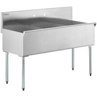 Steelton 54 inch 16-Gauge Stainless Steel Three Compartment Commercial Utility Sink - 18 inch x 21 inch x 14 inch Bowls