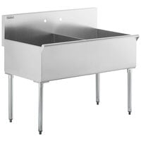Steelton 48 inch 16-Gauge Stainless Steel Two Compartment Commercial Utility Sink - 24 inch x 24 inch x 14 inch Bowls