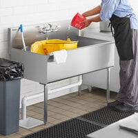 Steelton 48 inch 16-Gauge Stainless Steel Two Compartment Commercial Utility Sink - 24 inch x 24 inch x 14 inch Bowls