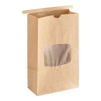 Choice 6" x 9 1/2" 1 lb. Brown Kraft Customizable Paper Cookie / Coffee / Donut Bag with Window and Tin Tie Closure - 500/Case