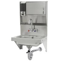 Advance Tabco 7-PS-69 Wall Mounted Hand Sink with Soap and Paper Towel Dispenser - 17 1/4 inch x 15 1/4 inch