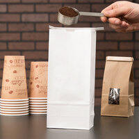 1 lb. White Customizable Paper Coffee Bag with Reclosable Tin Tie - 100/Pack