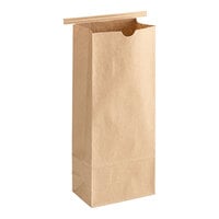 Choice 2 lb. Brown Kraft Customizable Paper Coffee Bag with Reclosable Tin Tie - 50/Pack