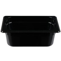 Rubbermaid FG211P00BLA 1/4 Size Black High Heat Plastic Food Pan - 4 inch Deep